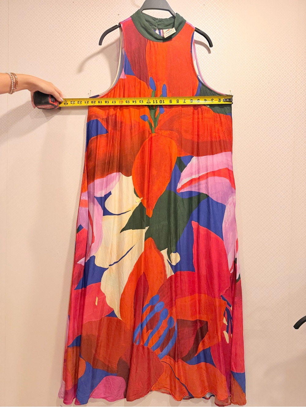 FARM Rio Anthropologie Halter Vibrant Red Floral Watercolor Maxi Dress Size L - Picture 3 of 15